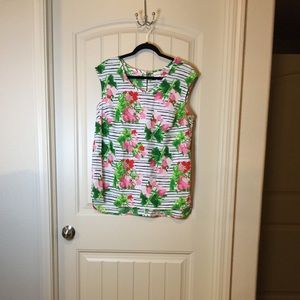 Merona Striped and Floral Print Sleeveless Shell
